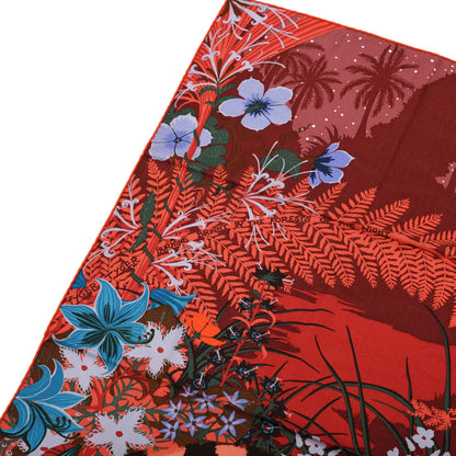 Hermes Cashmere Silk Tyger Tyger Shawl 140 Bordeaux Bleu Corail 5 of 6