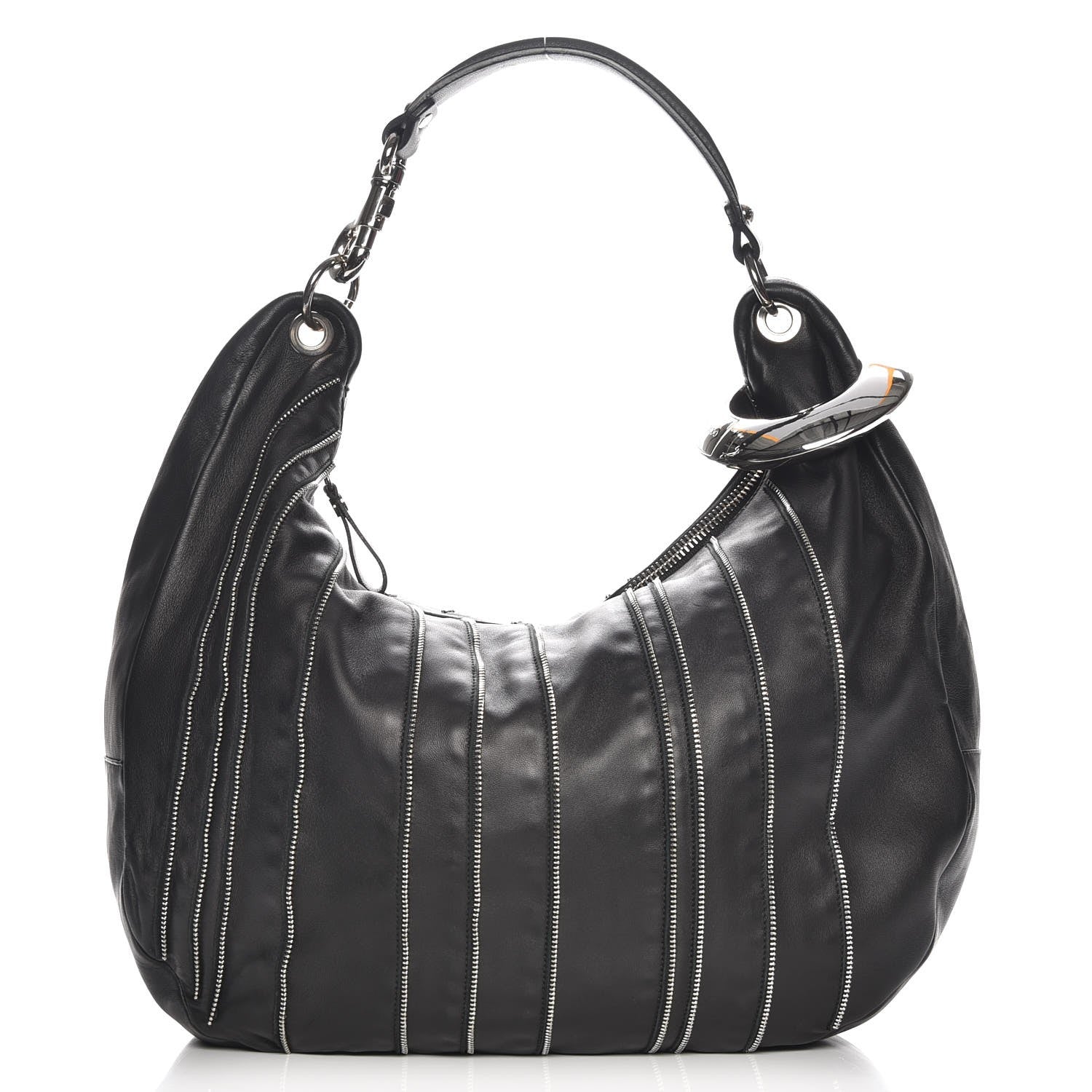 Jimmy Choo Lambskin Large Solar Zipper Hobo Black 1 of 7