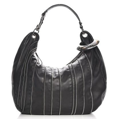 Jimmy Choo Lambskin Large Solar Zipper Hobo Black 1 of 7