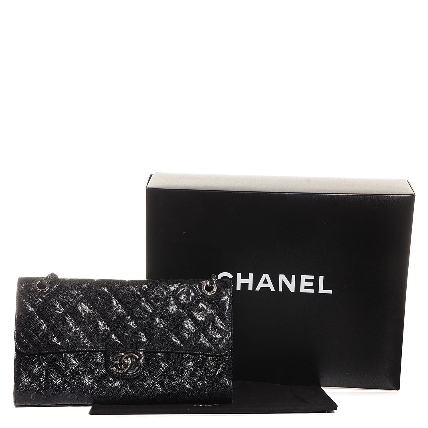 Chanel Crumpled Grained Calfskin CC Crave Jumbo Flap Black 5 of 9