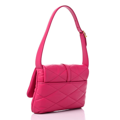 Saint Laurent Lambskin Quilted Le 57 Diamond Shoulder Bag Lipstick Fuchsia 3 of 8