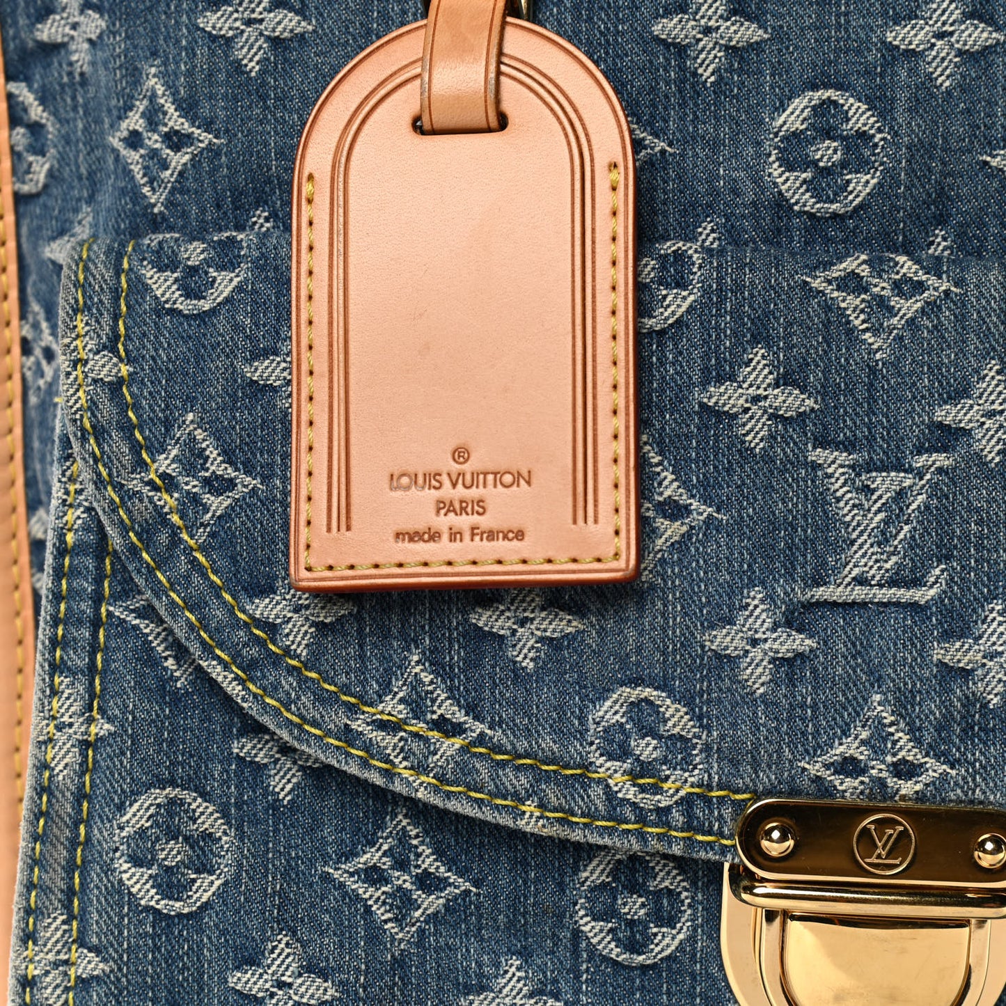 Monogram Denim Sac Plat Blue
