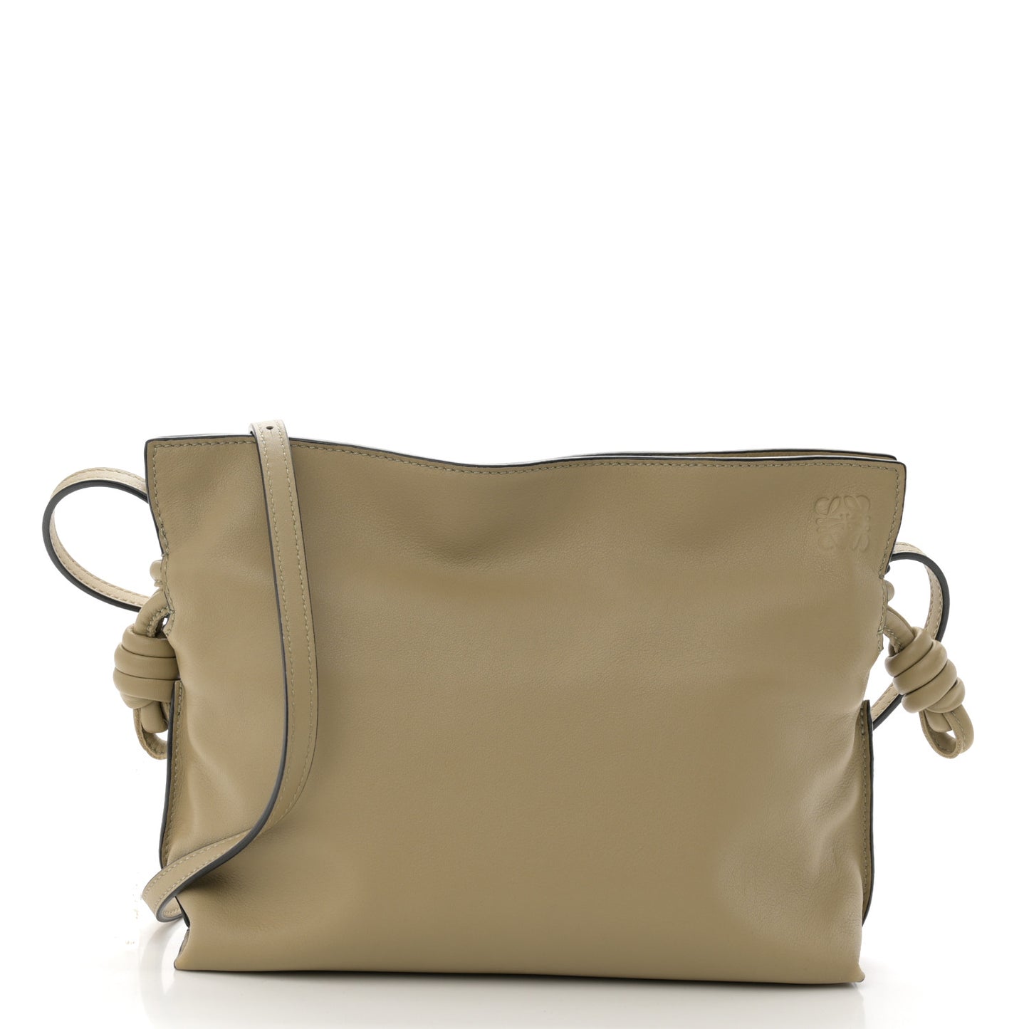 Calfskin Mini Flamenco Knot Clutch Clay Green