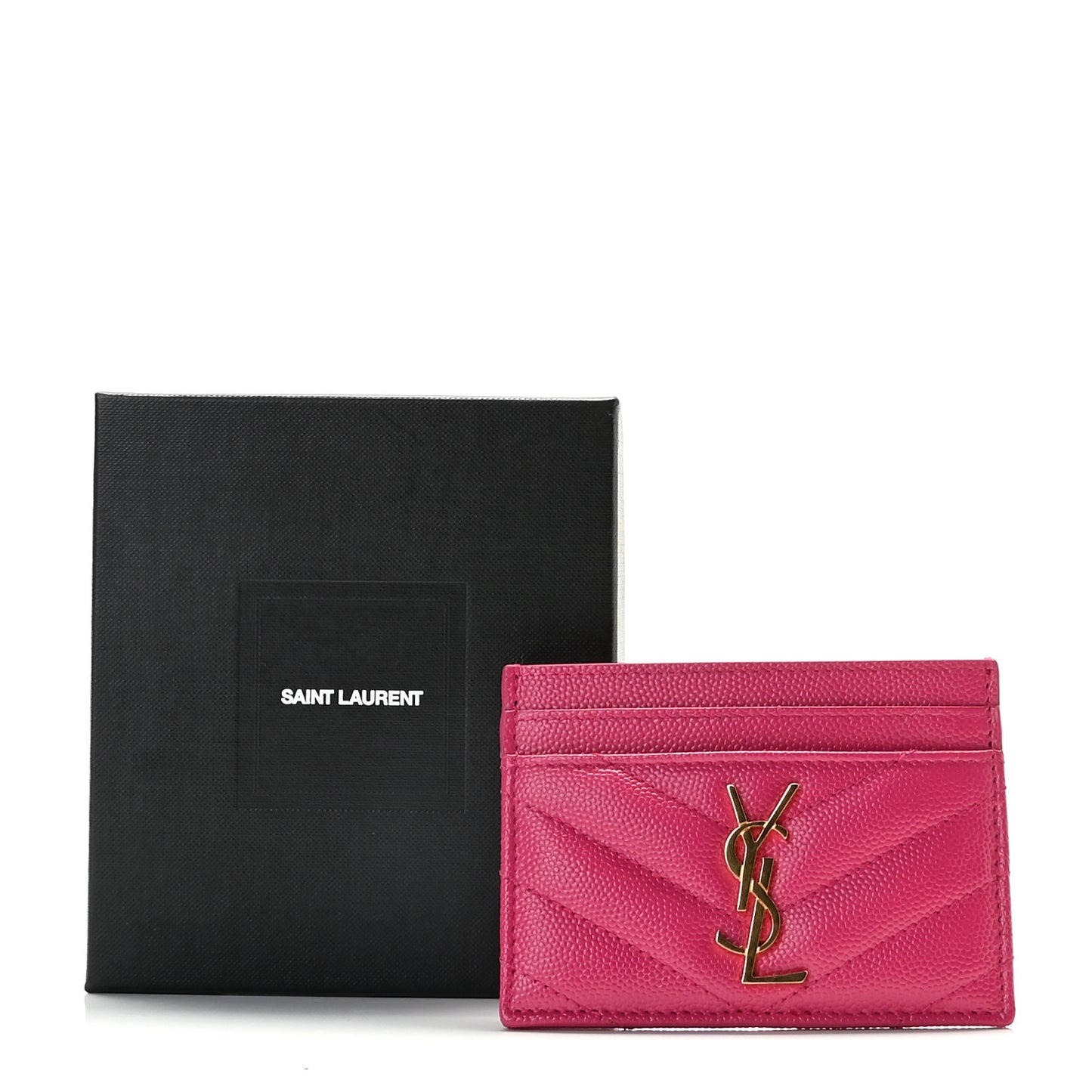 Grain De Poudre Matelasse Chevron Monogram Credit Card Case Fresh Fuxia