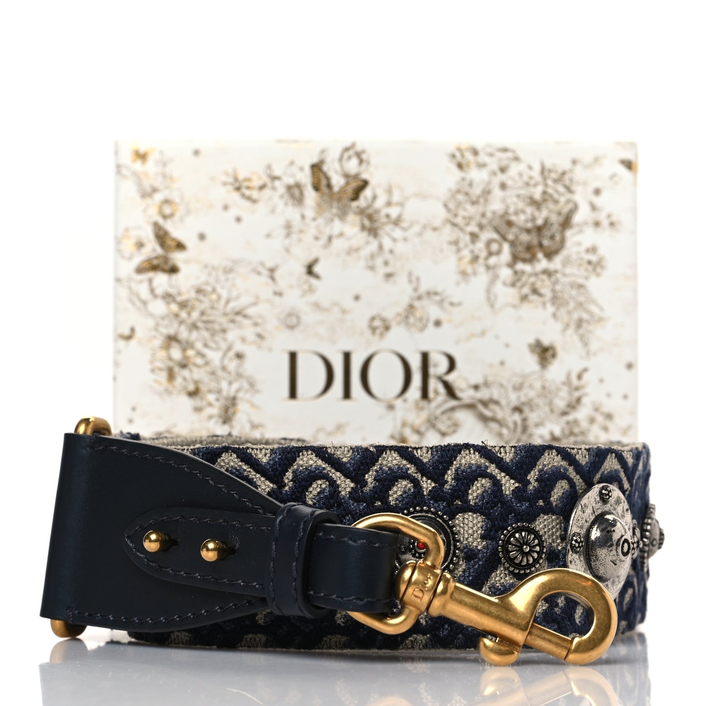 Oblique Studded Shoulder Strap Blue