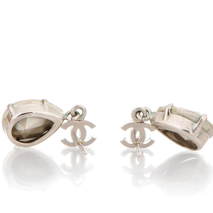 Chanel Crystal CC Drop Earrings Silver 3 of 3