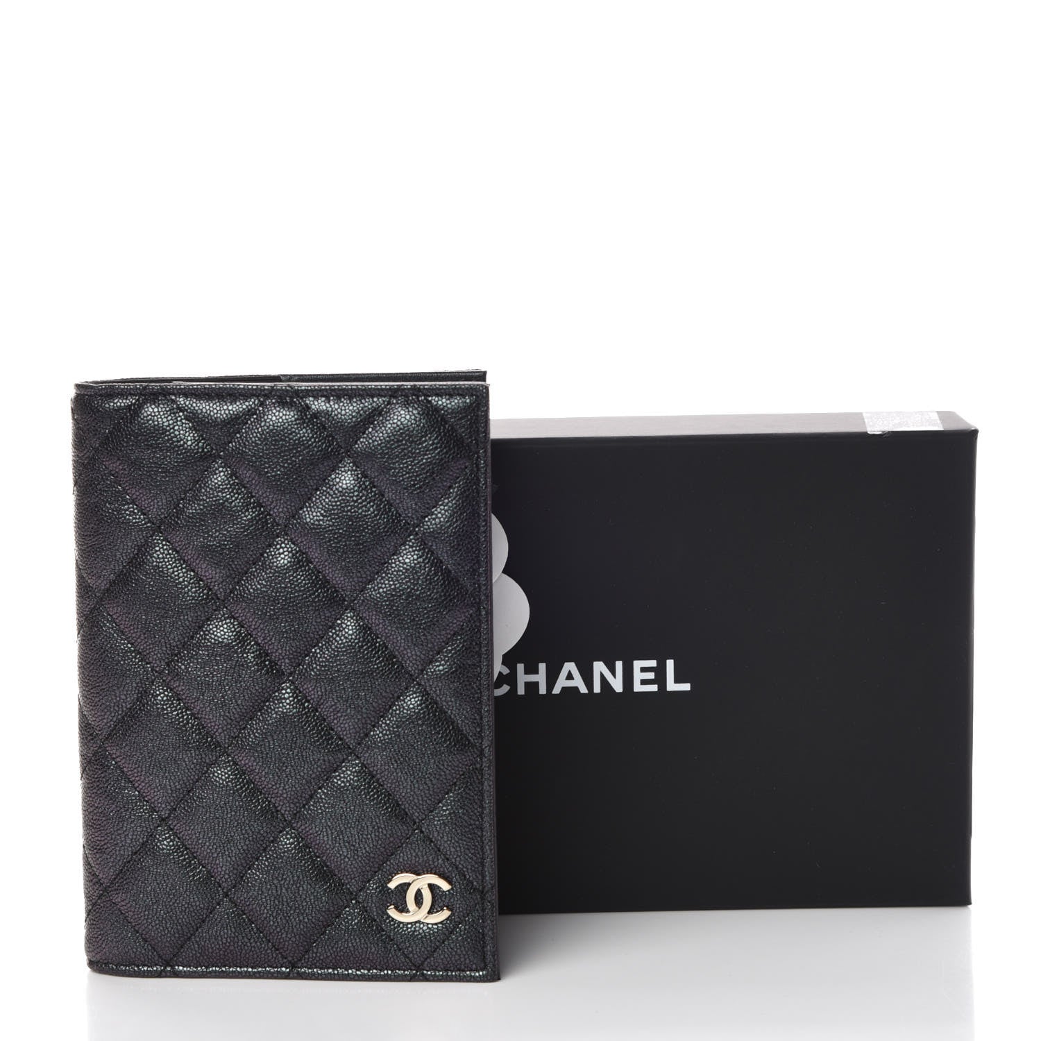 Chanel Iridescent Caviar Quilted Passport Holder Black 8 of 8