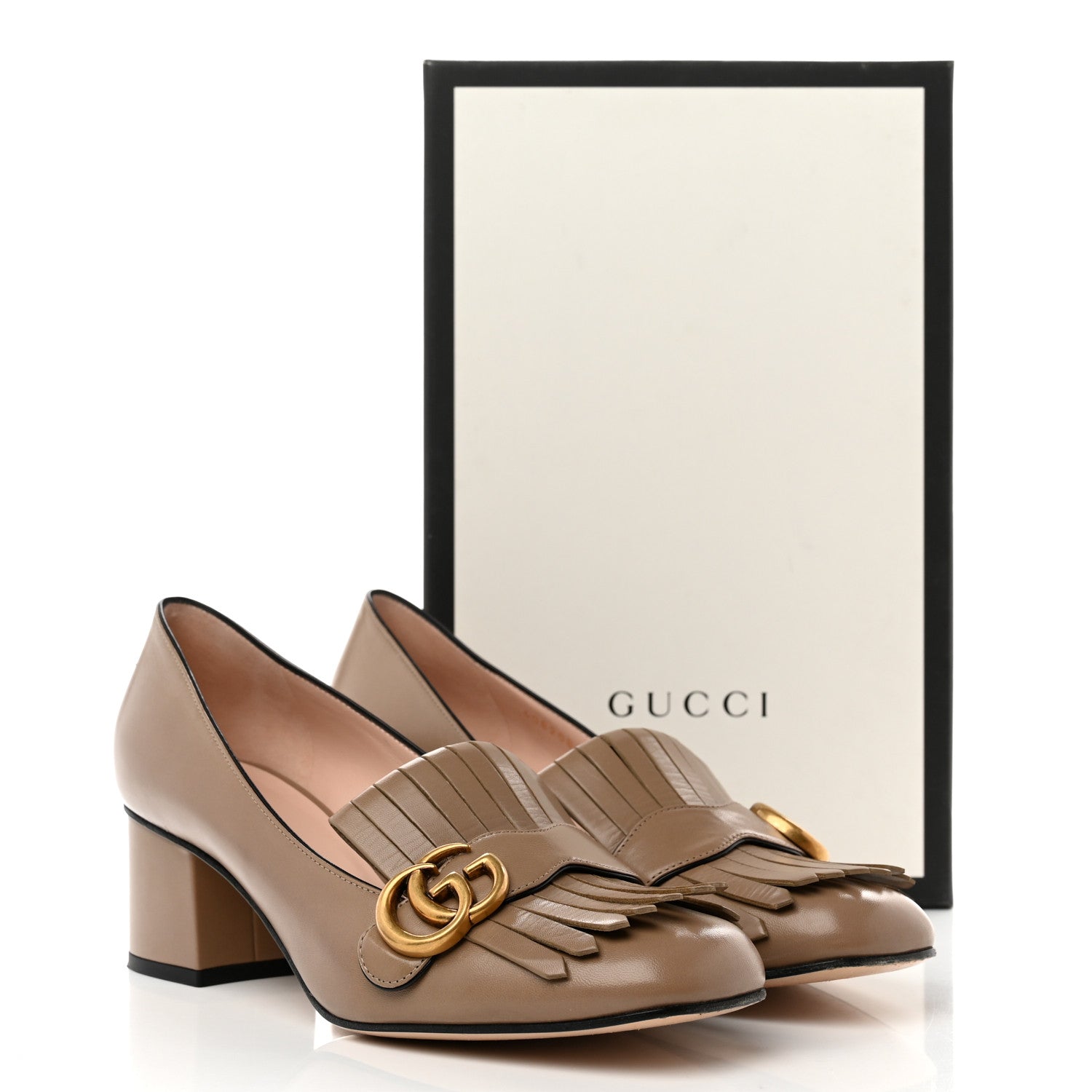 Gucci Malaga Kid GG Marmont Fringe 50mm Loafer Pumps 40 Porcelain Rose 9 of 9