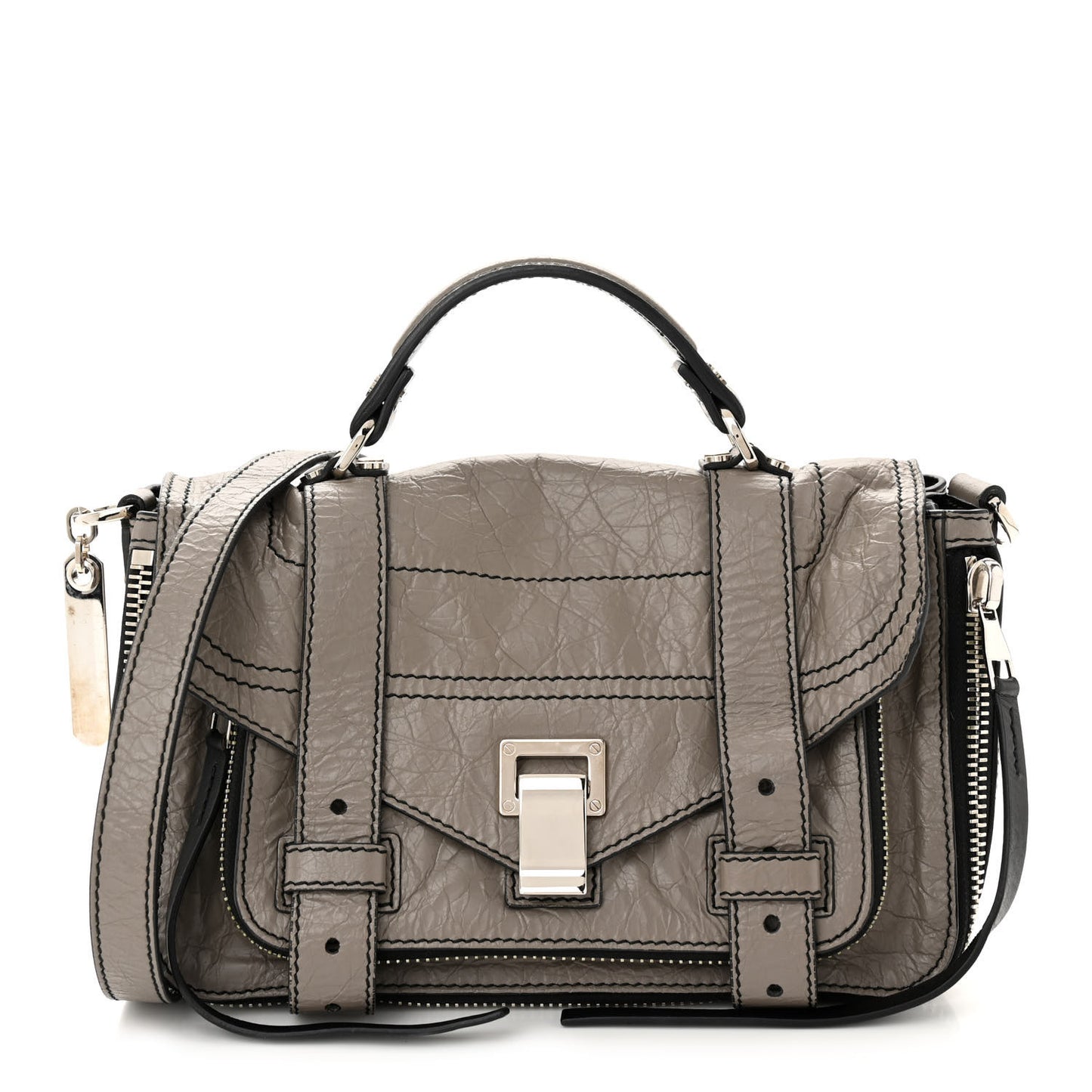 Paper Lambskin Tiny PS1 Plus Zip Satchel Dark Taupe