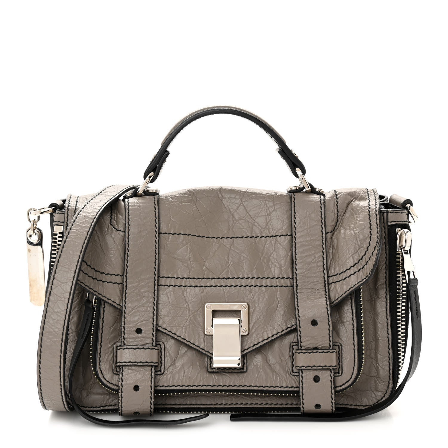 Proenza Schouler Paper Lambskin Tiny PS1 Plus Zip Satchel Dark Taupe 1 of 10