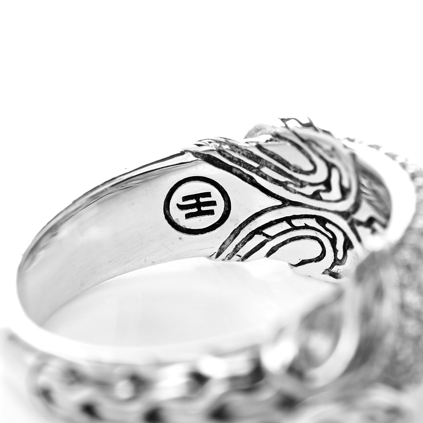 Sterling Silver Diamond Asli Classic Chain Link Dome Ring 54 7