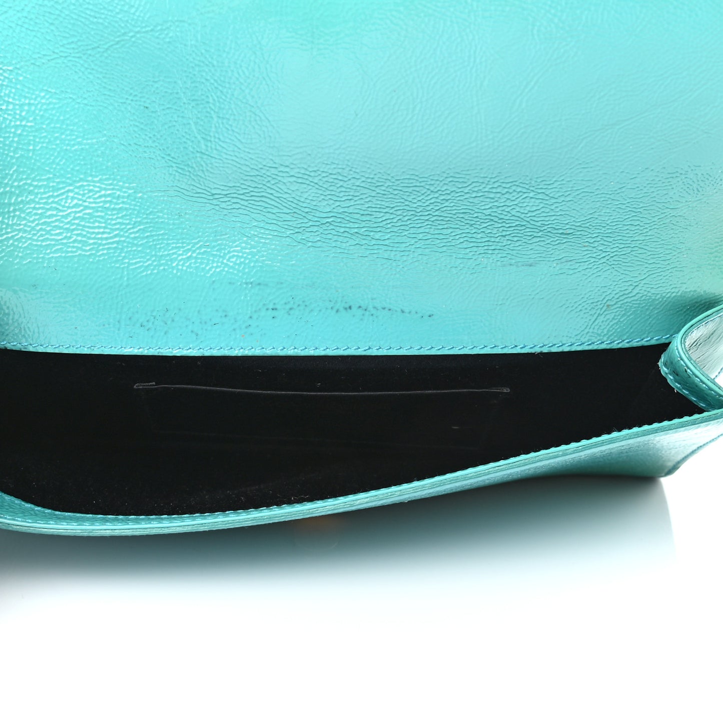 Textured Patent Monogram Small Belle De Jour Clutch Turquoise