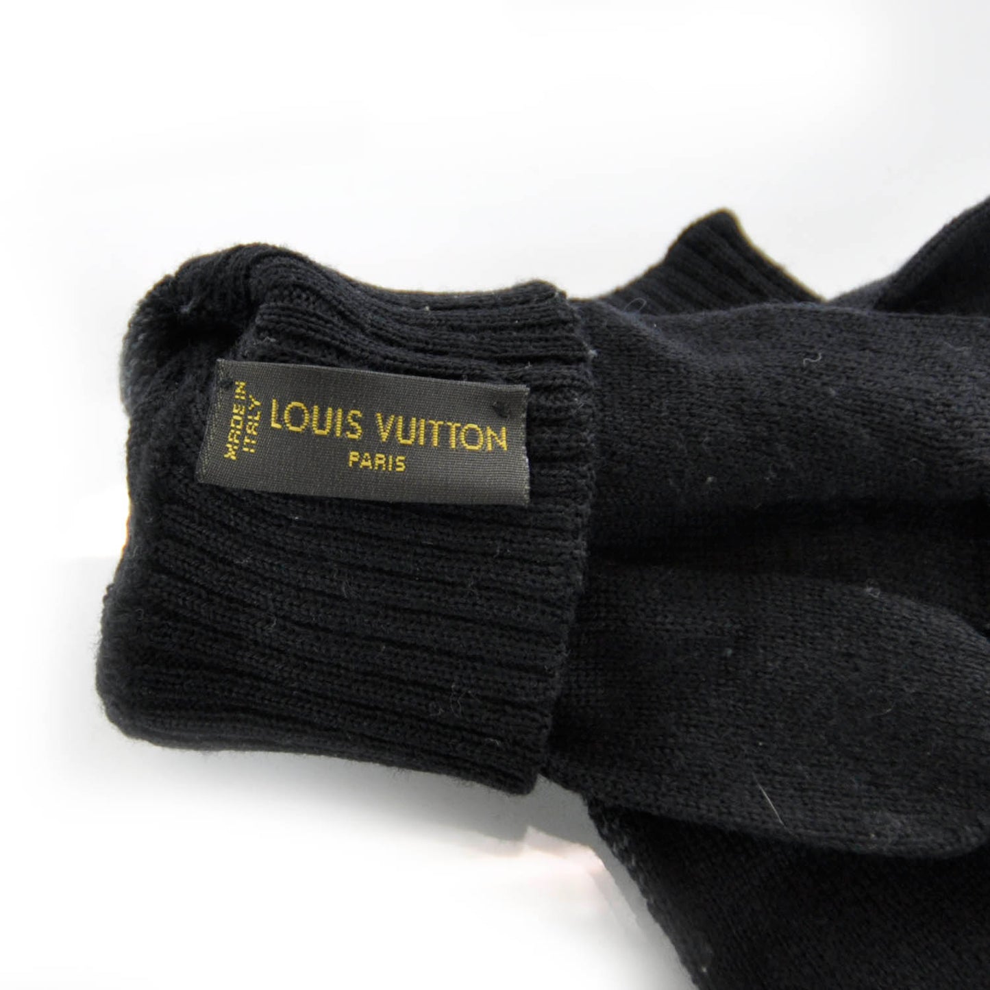 Wool Petit Damier Gloves Black