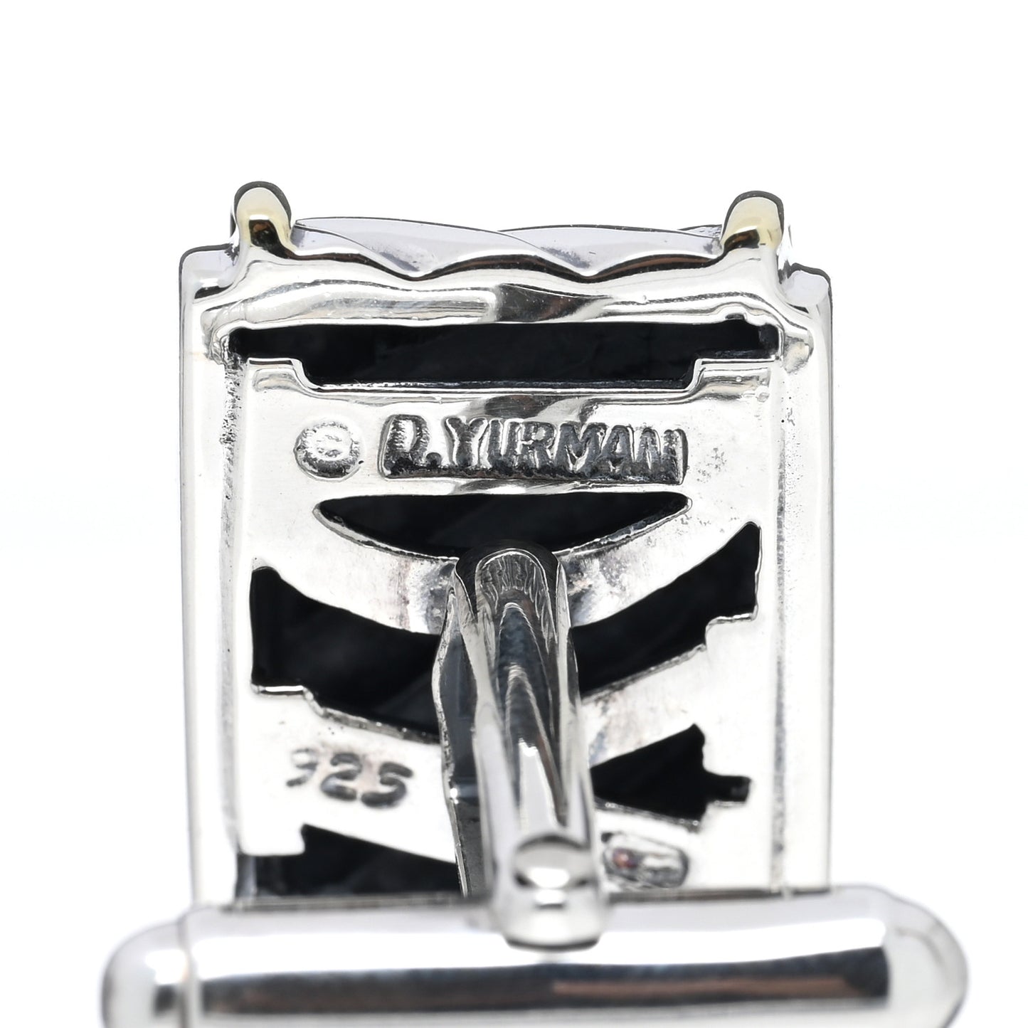 Sterling Silver 14K Yellow Gold Cigar Band Cufflinks