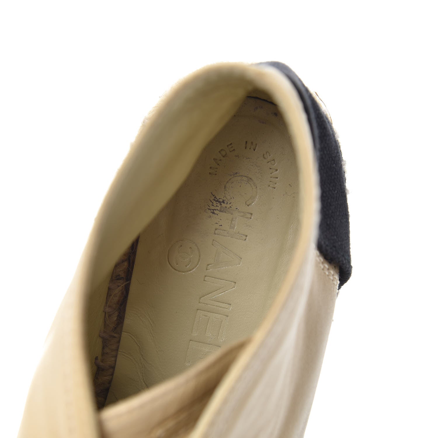 Chanel Lambskin Canvas Cap Toe Lace Up Espadrilles 38 Dark Beige Black 5 of 7