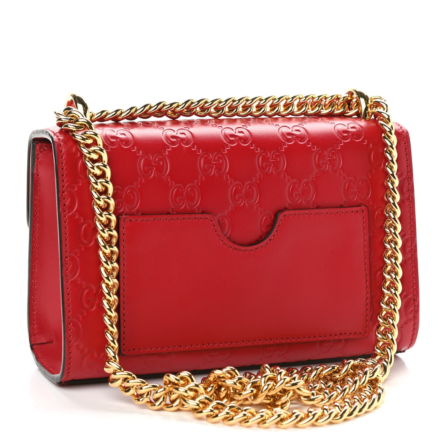 Gucci Guccissima Small Padlock Shoulder Bag Hibiscus Red 3 of 9