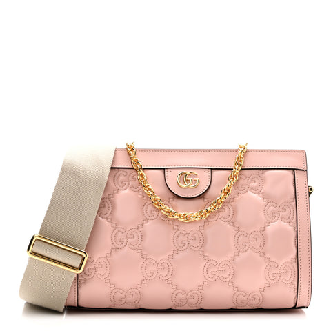 Calfskin GG Matelasse Small Slim Chain Shoulder Bag Perfect Pink Natural