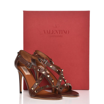Valentino Garavani Nappa Rockstud Criss Cross 105mm Sandals 37.5 Brown 11 of 11