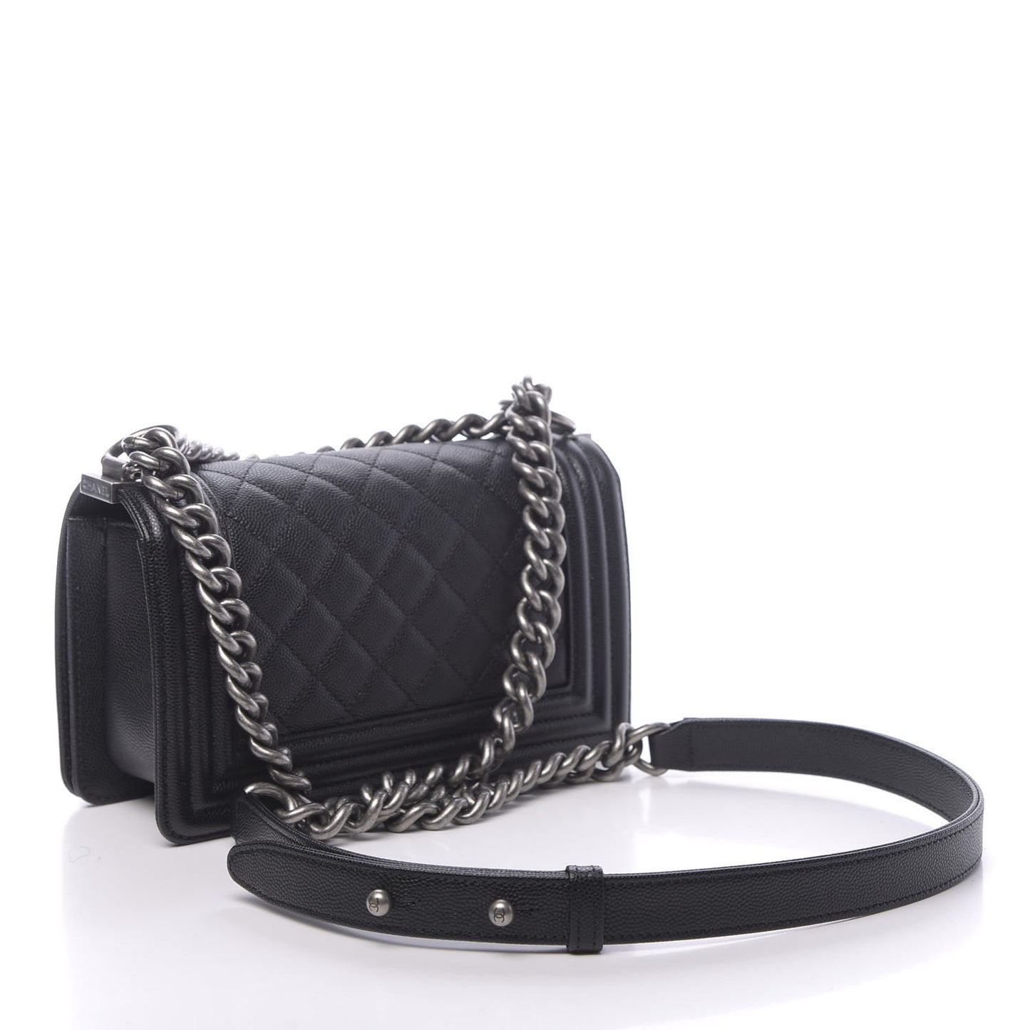 Caviar Quilted Small Boy Flap Black