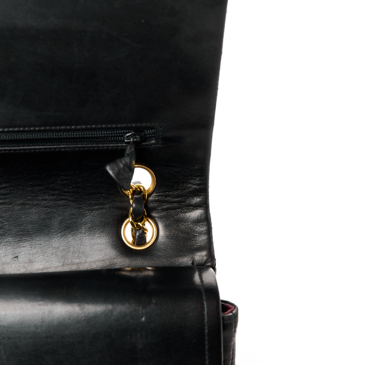 Lambskin Quilted Medium Double Flap Black