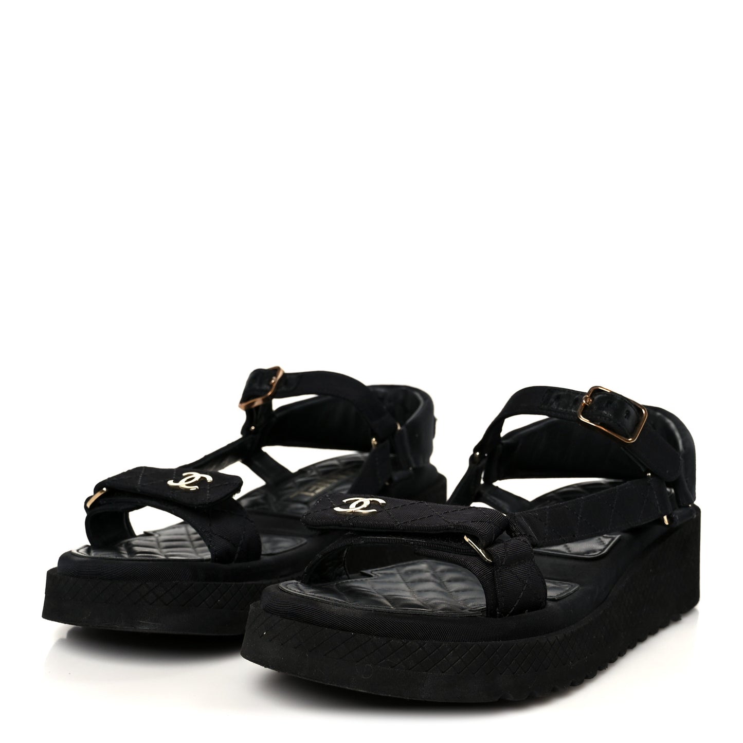 Grosgrain Logo Platform Sandals 38.5 Black