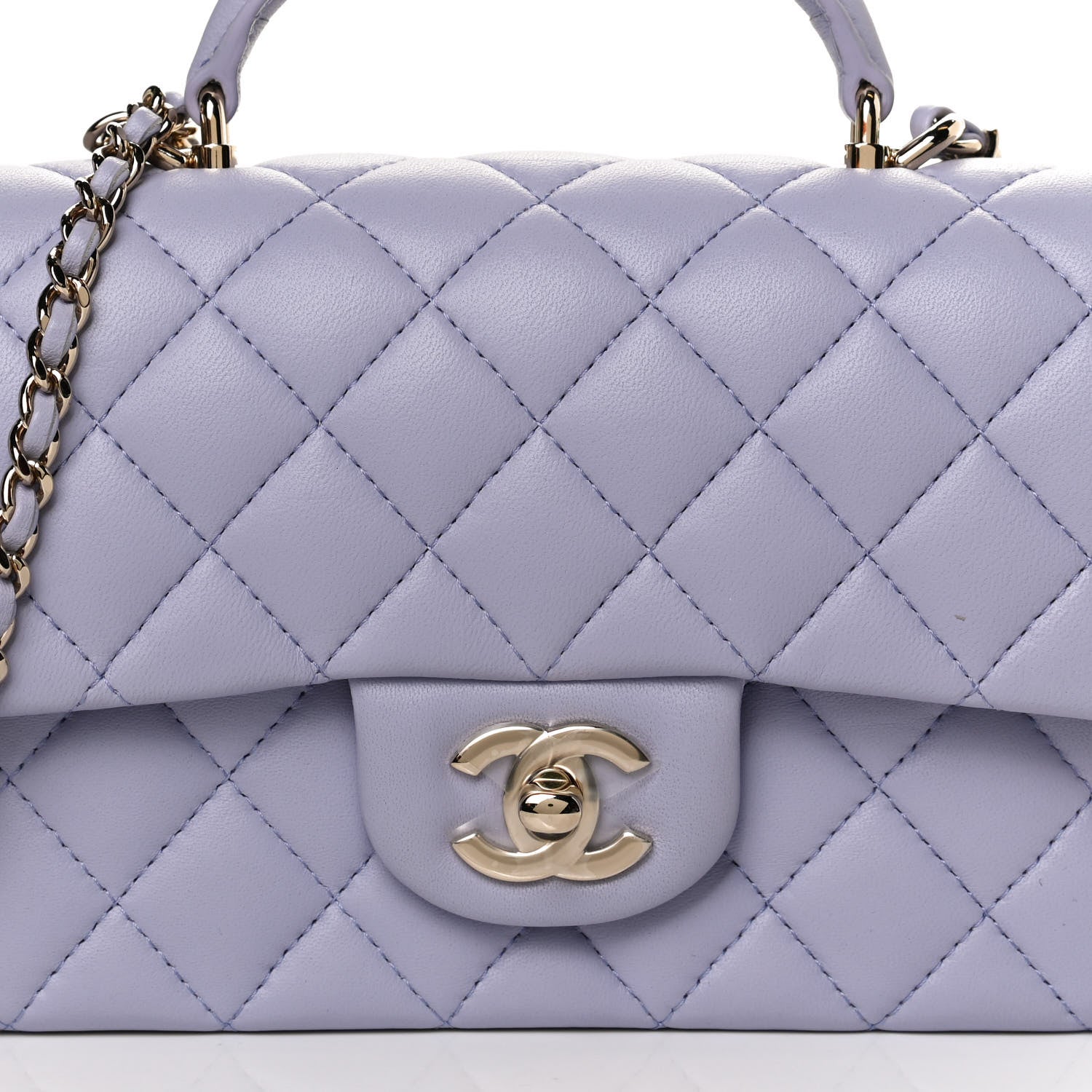 Chanel Lambskin Quilted Mini Top Handle Rectangular Flap Light Purple 8 of 11