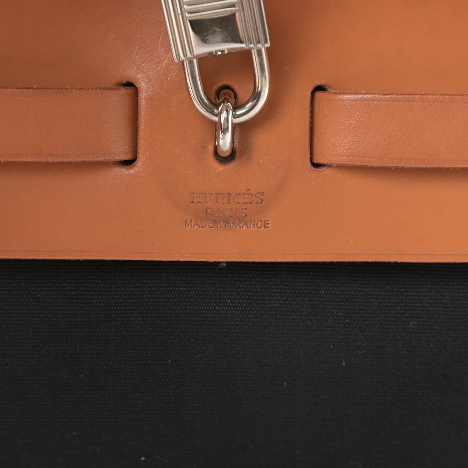 Hermes Toile Vache Calfskin Herbag 30 PM Black Natural 7 of 21