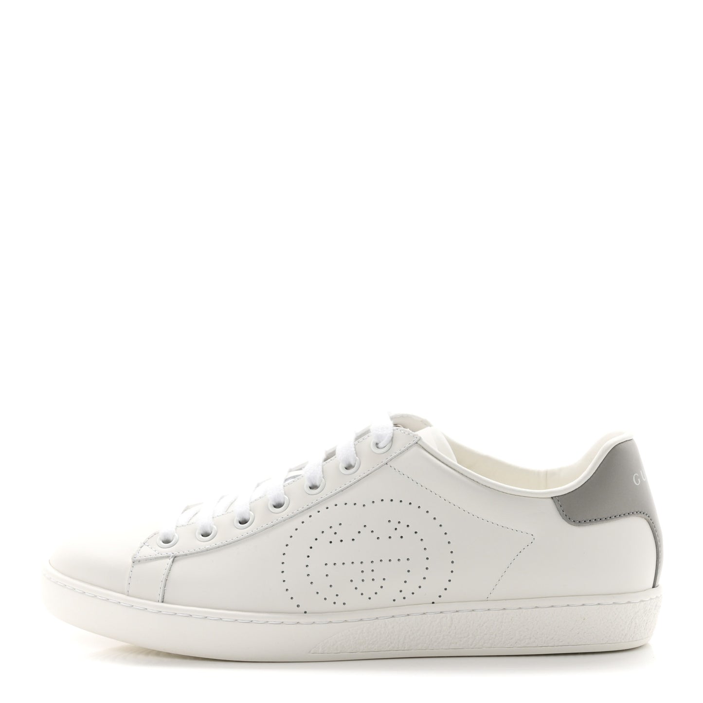 Calfskin Miro Soft Interlocking G Perforated Womens Ace Sneakers 38.5 White Grey Sky