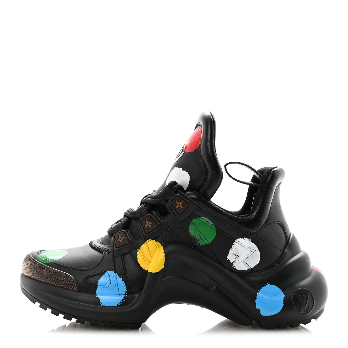 X YK Calfskin Patent Monogram Archlight Sneakers 37 Black