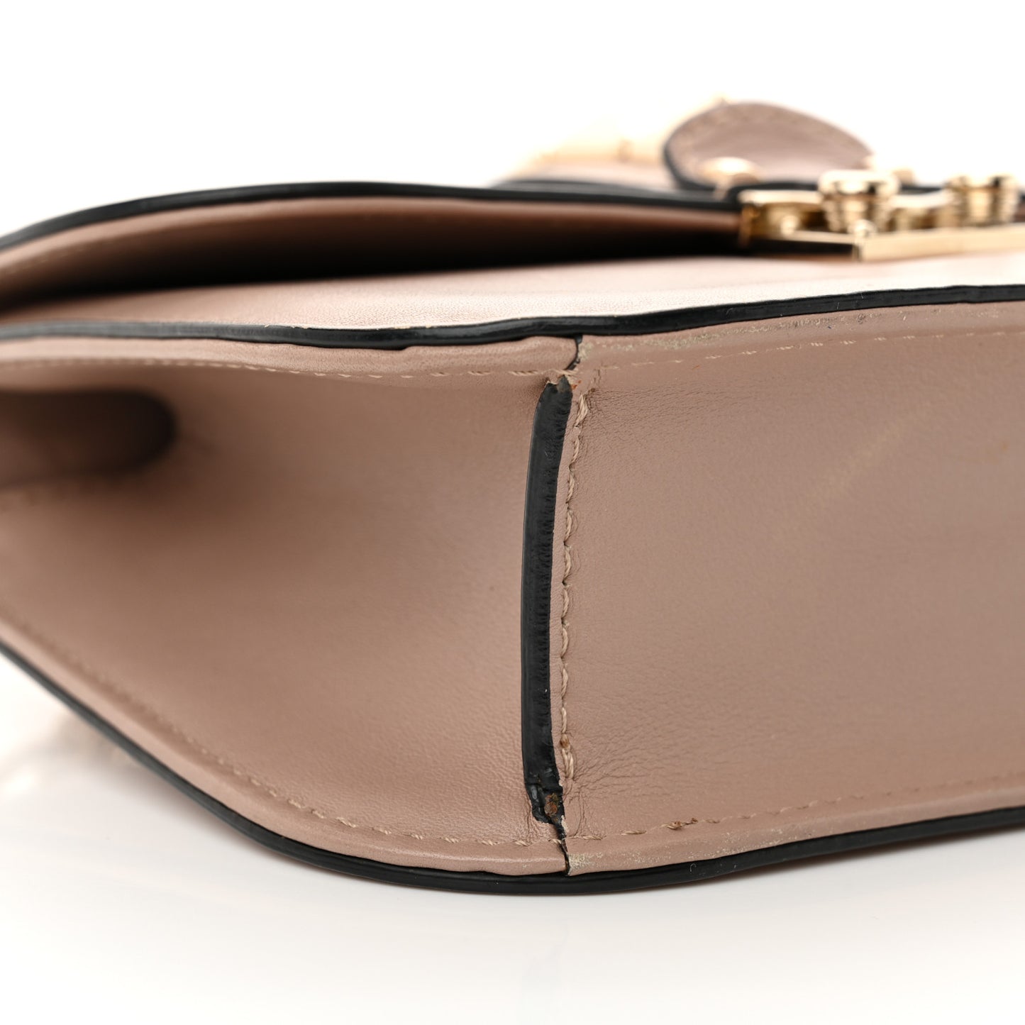 Vitello Small Glam Lock Rockstud Flap Poudre