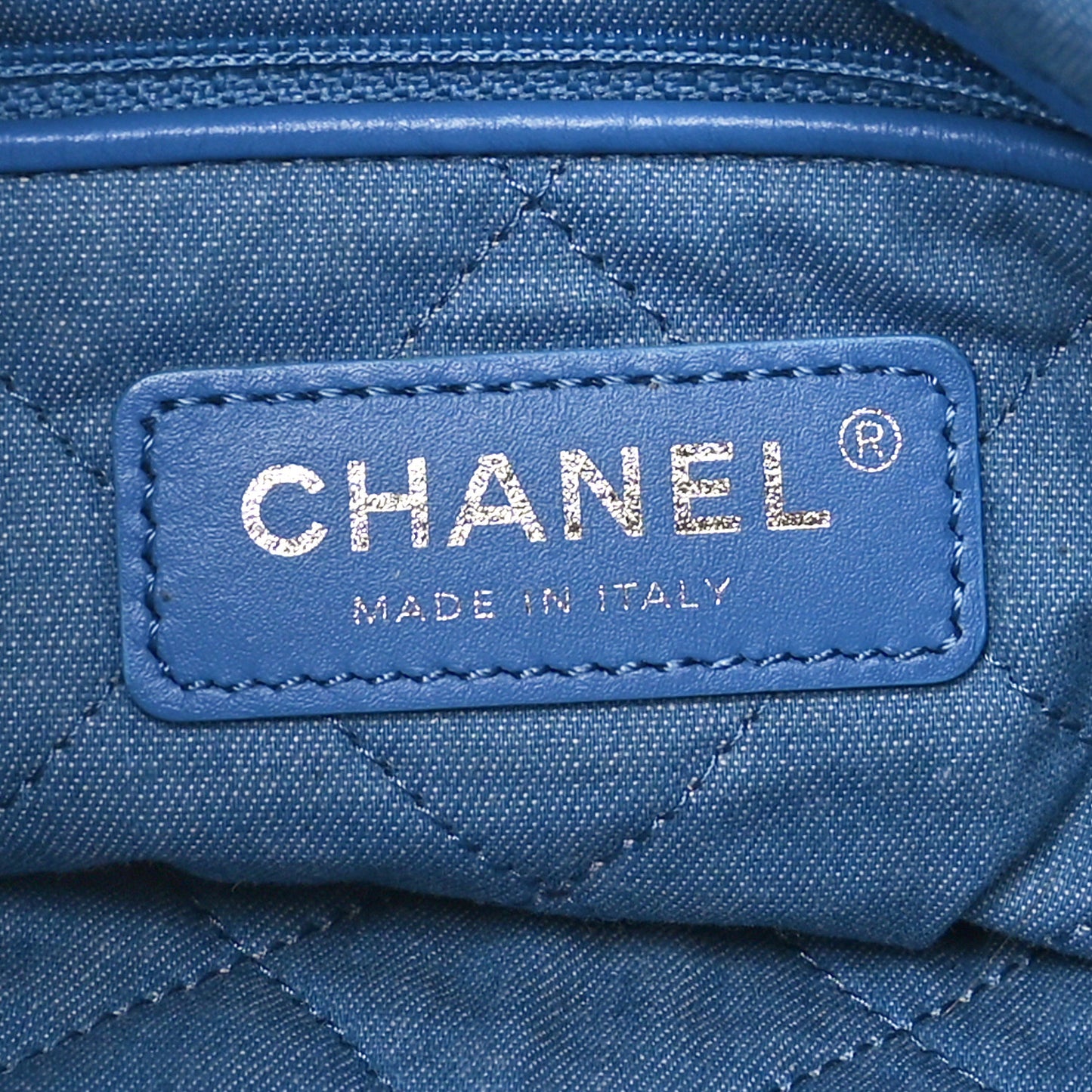 Denim Quilted Small Chanel 22 Blue