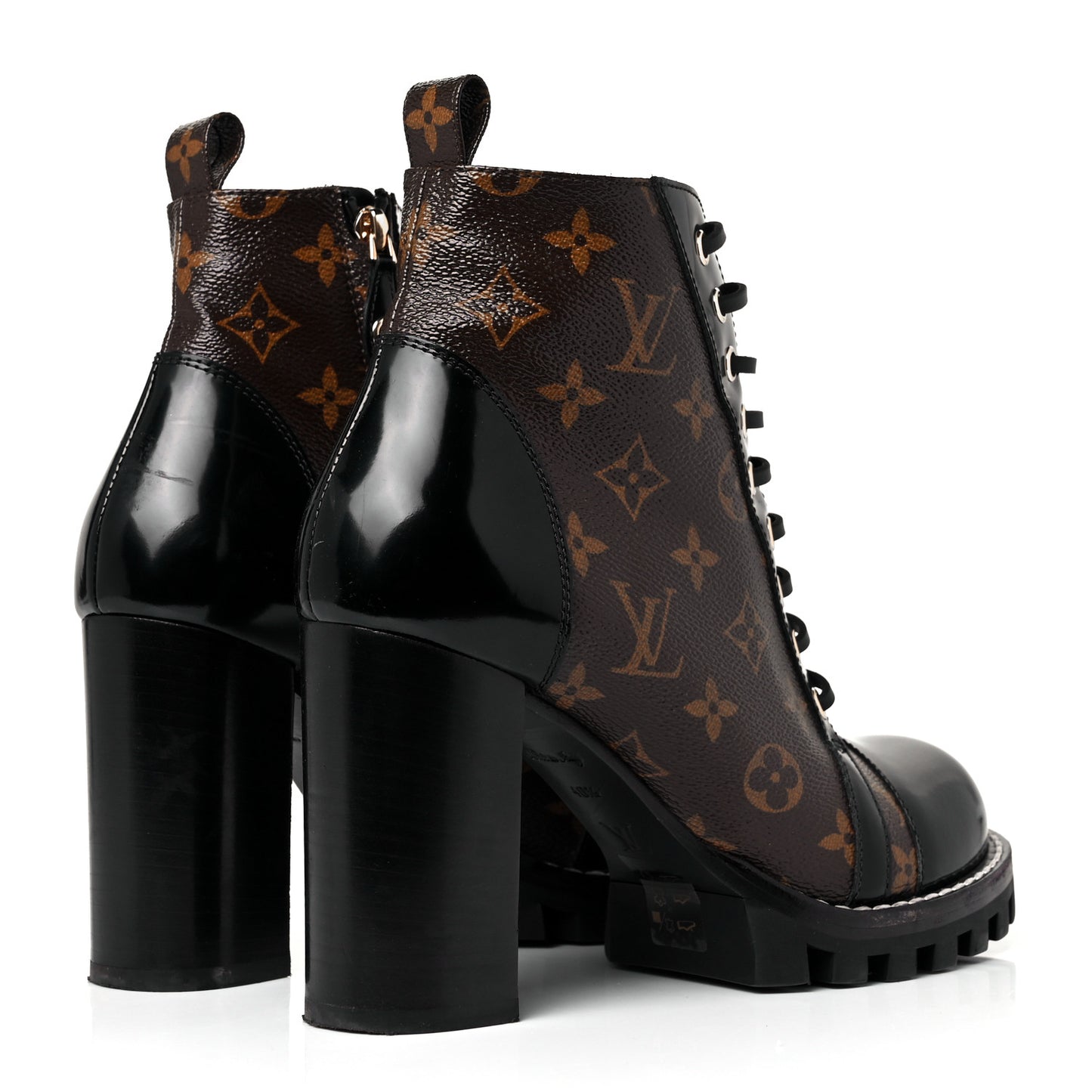 Patent Calfskin Monogram Star Trail Ankle Boots 40.5 Black