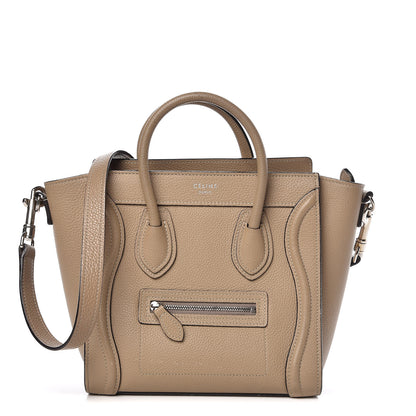 Celine Drummed Calfskin Nano Luggage Dune 1 of 9