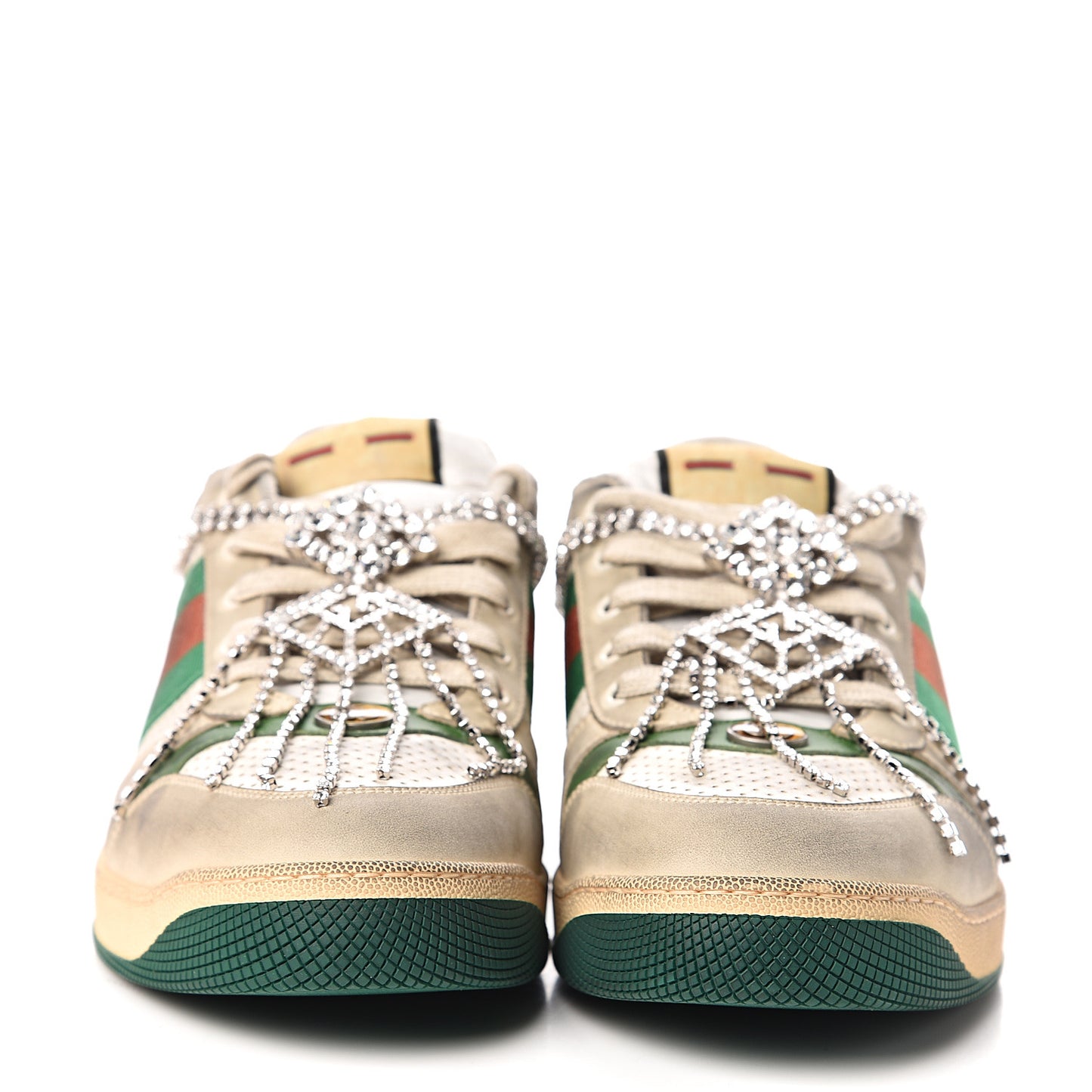 Nubuck Calfskin Web Removable Crystals Mens Screener Sneakers 12 Dusty Milk New Mystic White