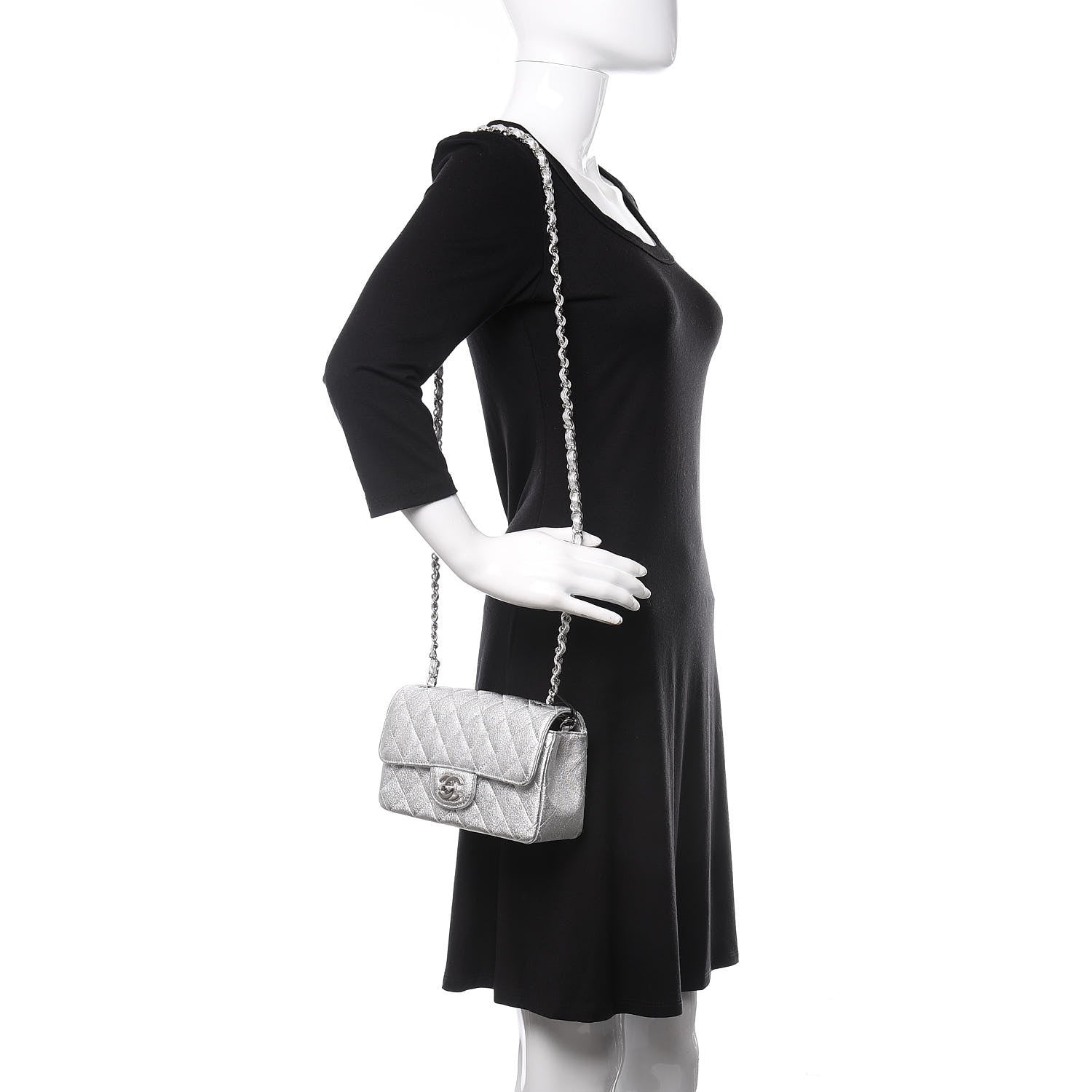 Chanel Metallic Lambskin Quilted Mini Rectangular Flap Silver 2 of 10