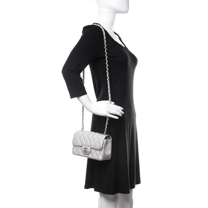 Chanel Metallic Lambskin Quilted Mini Rectangular Flap Silver 2 of 10