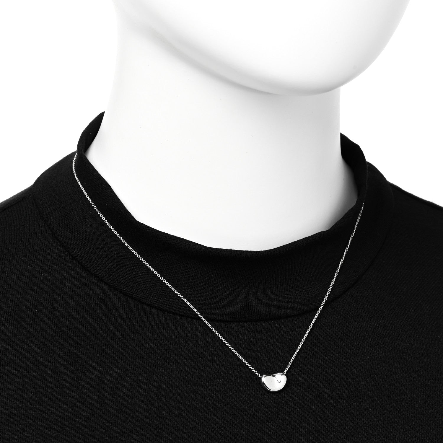 Tiffany Sterling Silver 11mm Elsa Peretti Bean Pendant Necklace 2 of 5