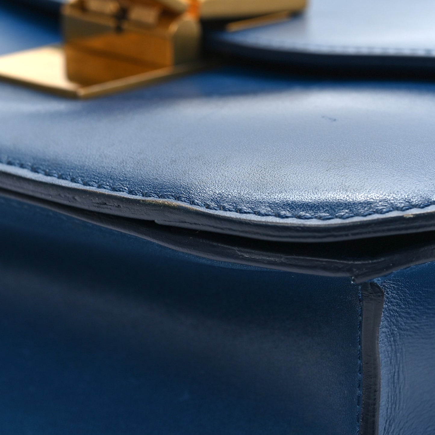 Box Calfskin Medium Classic Box Flap Bag Deepsea
