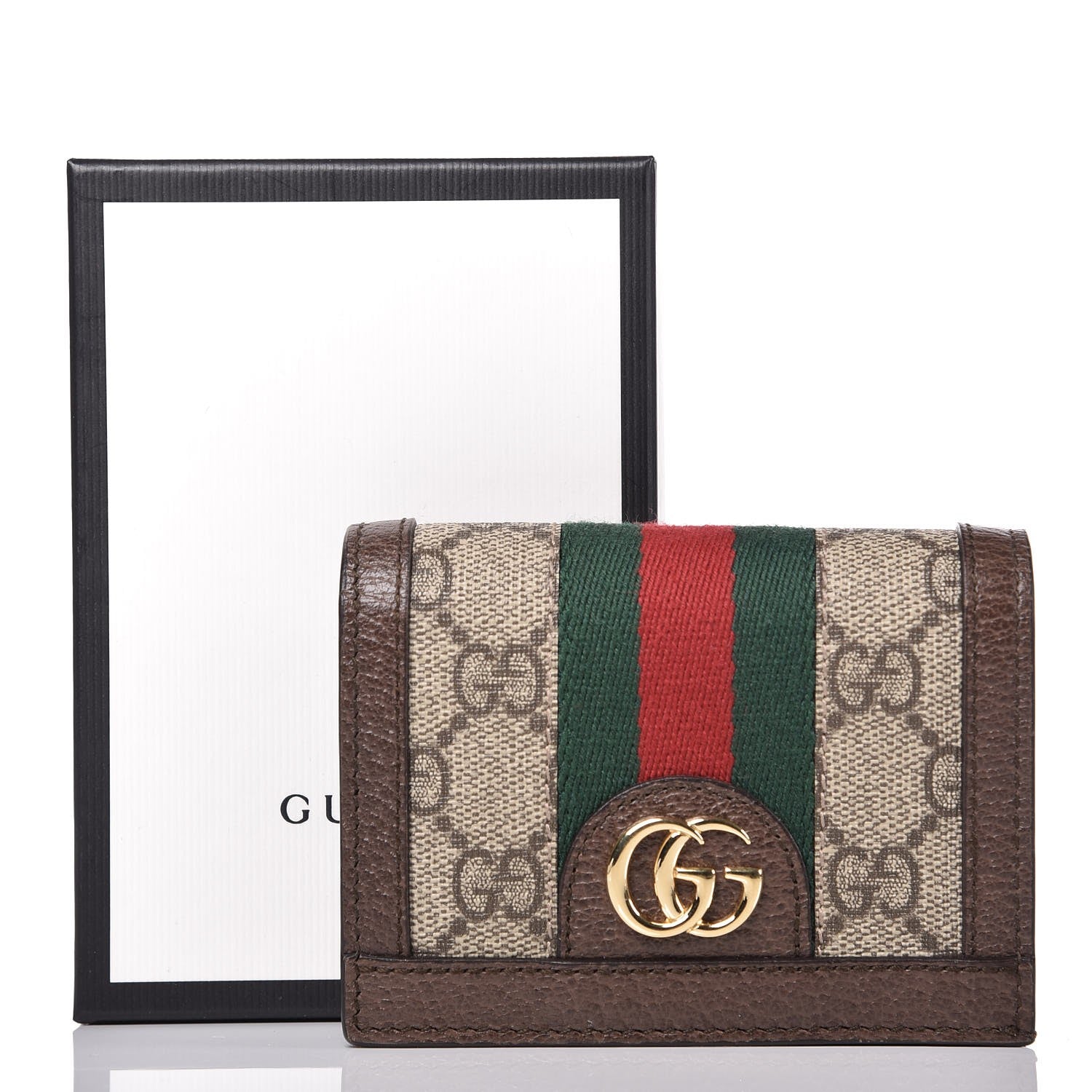 Gucci GG Supreme Monogram Web Ophidia Card Case Beige New Acero 8 of 8
