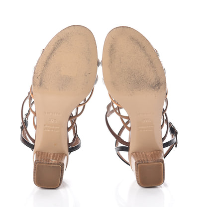 Hermes Calfskin Oracle Sandals 37.5 Palissandre Gold White Black 7 of 10
