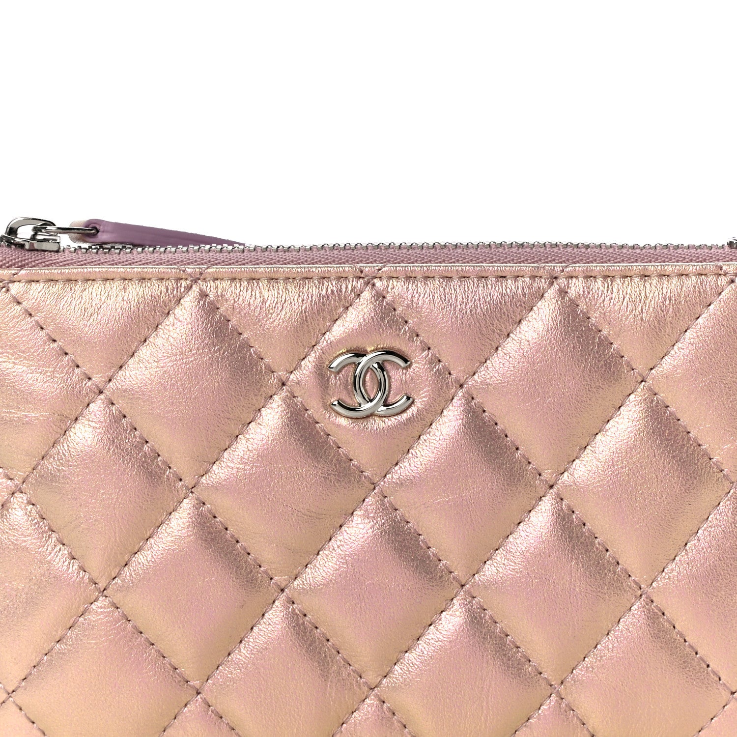 Chanel Iridescent Calfskin Quilted Small Cosmetic Case Pink 8 of 11