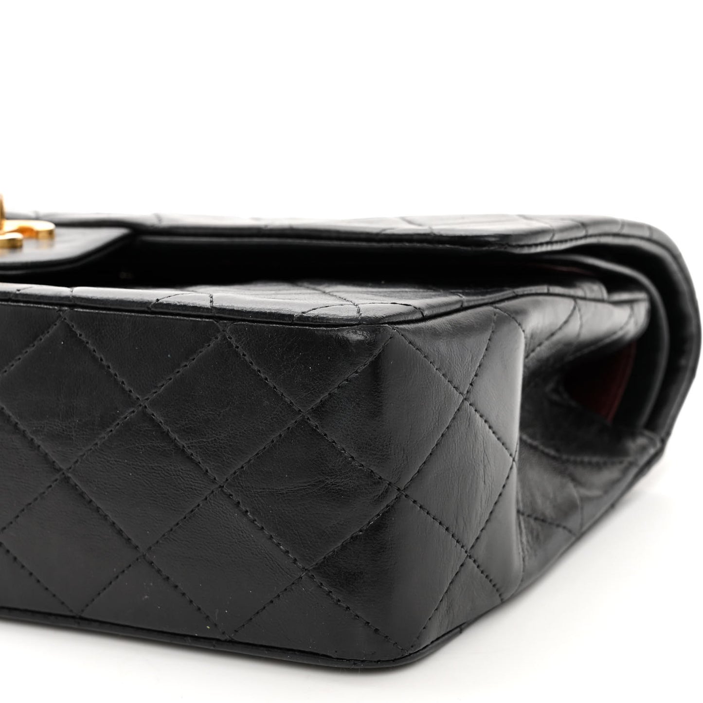 Lambskin Quilted Medium Double Flap Black