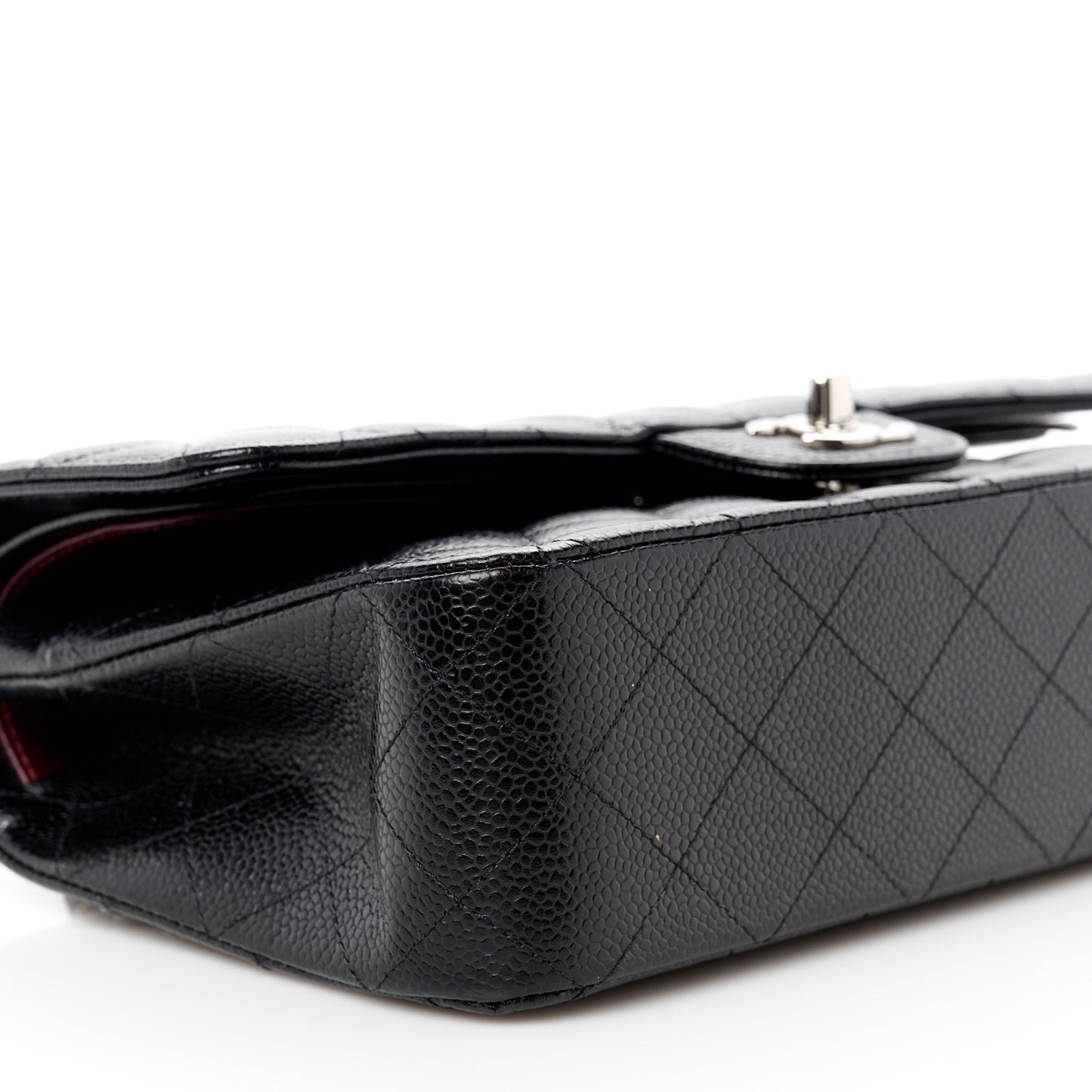 Caviar Quilted Medium Double Flap Black
