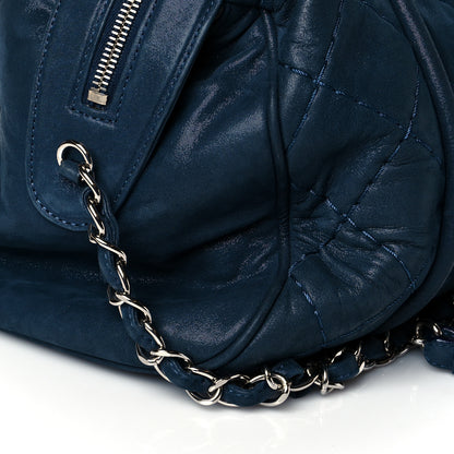 Chanel Iridescent Calfskin Quilted Relax CC Bowler Blue 8 of 12