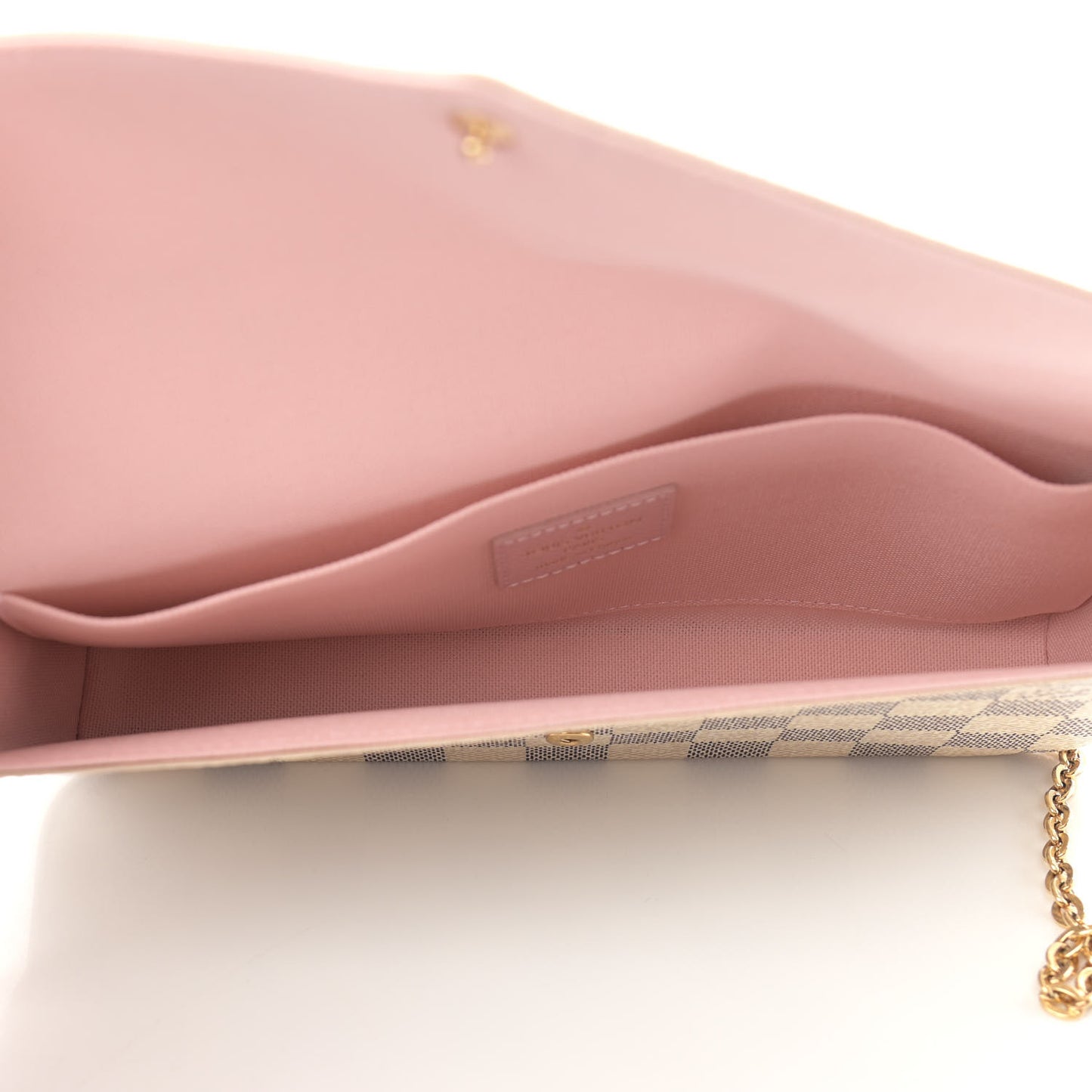 Damier Azur Pochette Felicie Chain Wallet Rose Ballerine