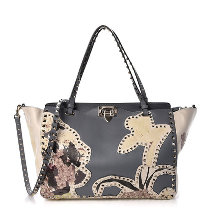 Valentino Garavani Vitello Monogram Kimono 1997 Print Medium Rockstud Tote Light Blue 1 of 7