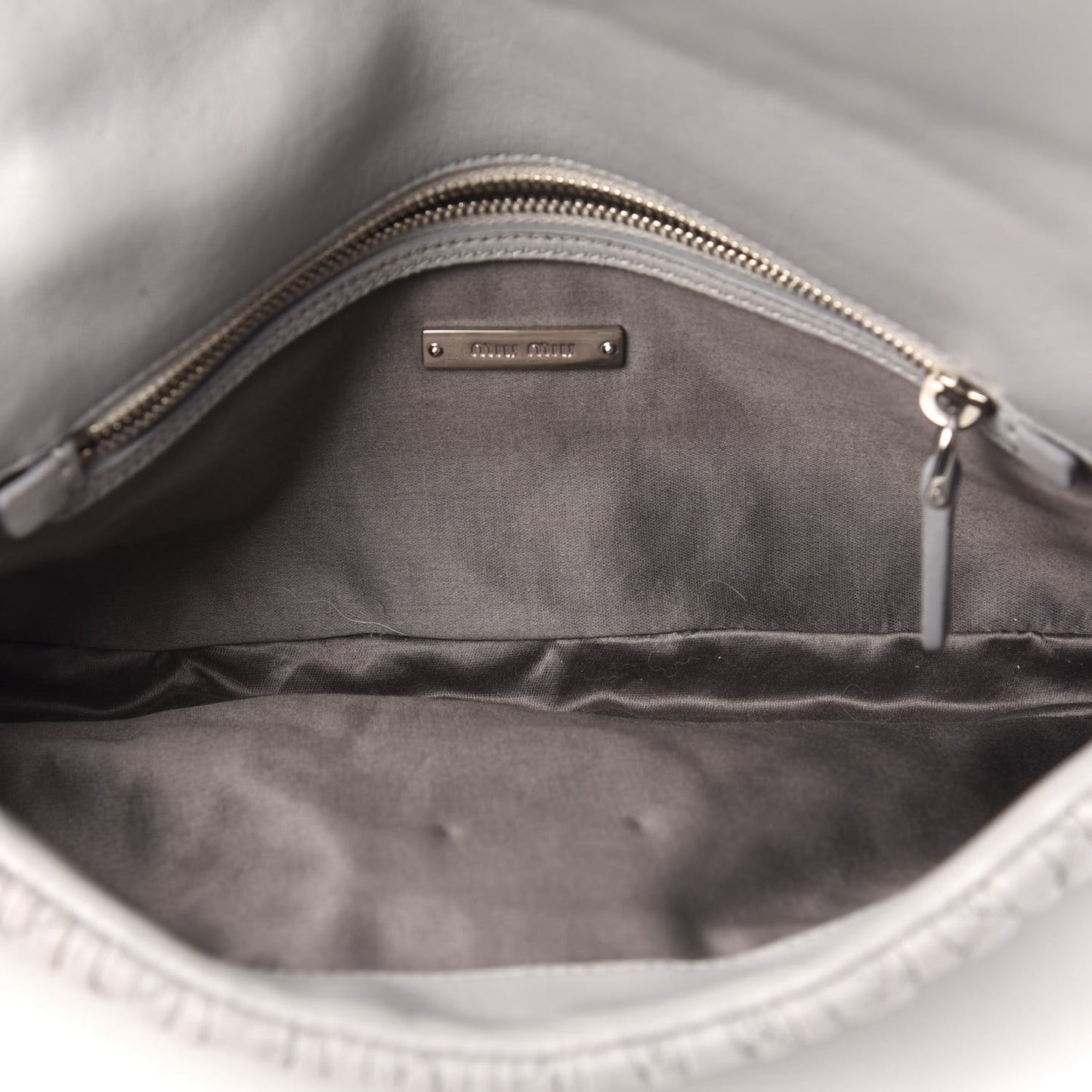 Nappa Matelasse Crystal Flap Clutch Grey