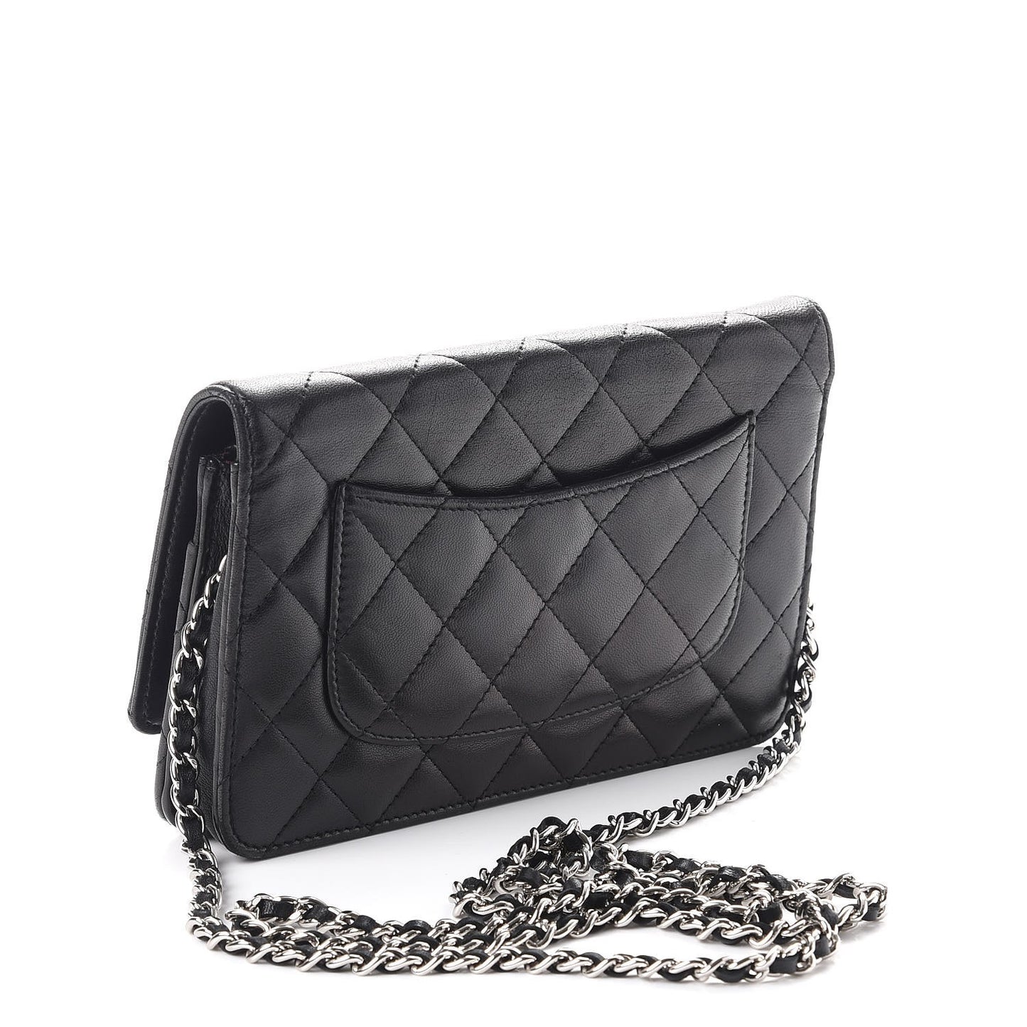 Lambskin Quilted Wallet On Chain WOC Black