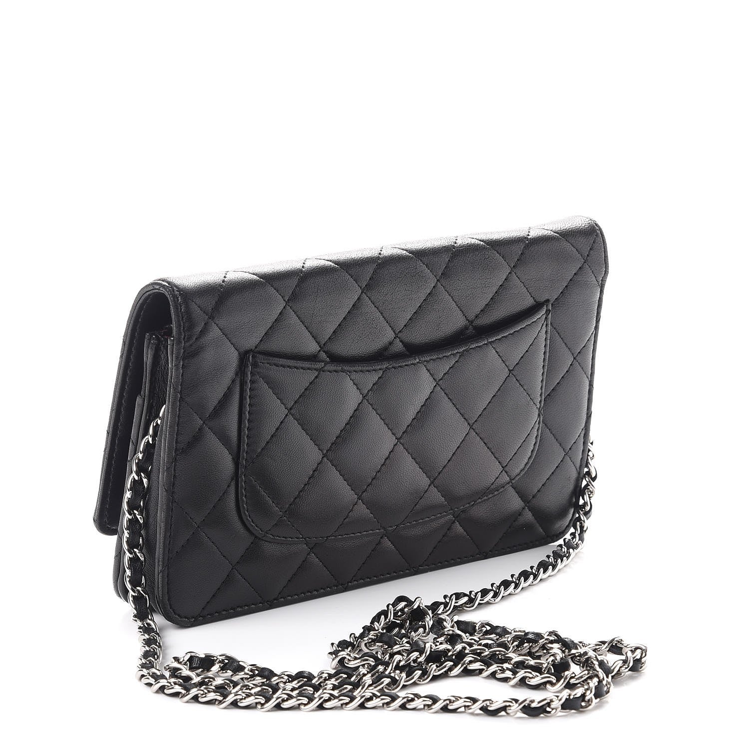 Chanel Lambskin Quilted Wallet On Chain WOC Black 3 of 8