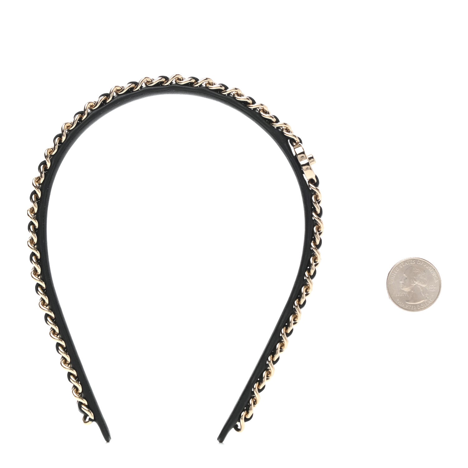 Chanel Metal Lambskin CC Turnlock Chain Headband Gold Black 2 of 5